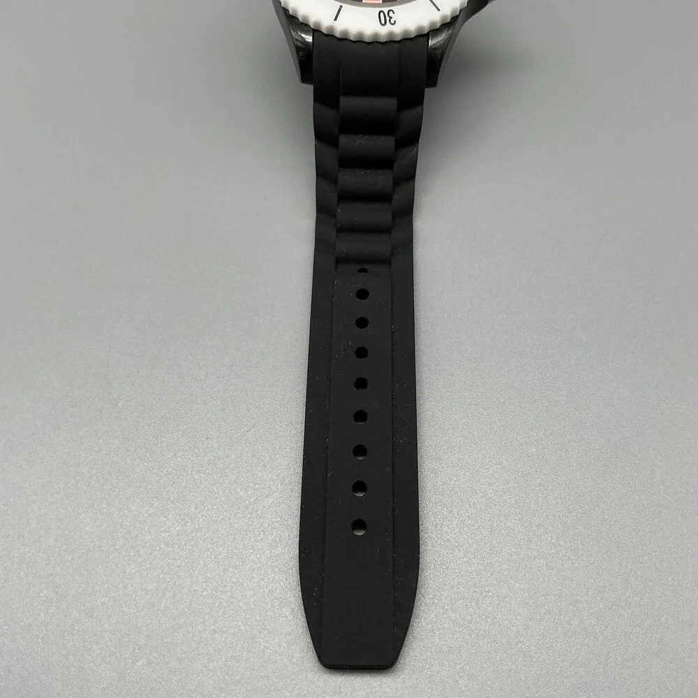 40nine Mens Watch 43mm Black Orange Dial White Bezel Date Silicone New Battery